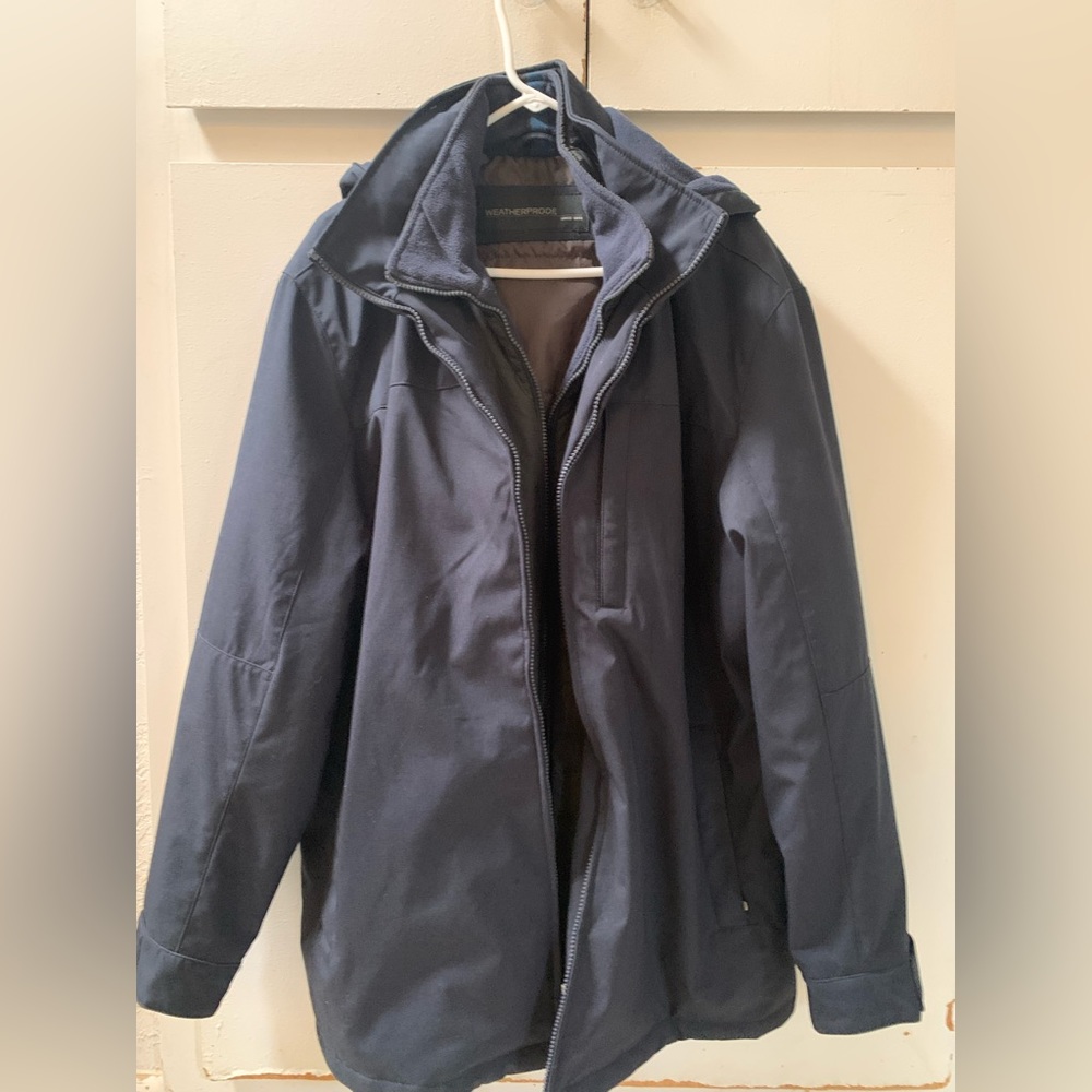 Weatherproof heavy hooded jacket navy blue